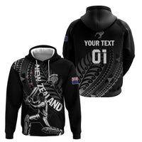 Custom New Zealand Cricket Zip Hoodie Maori Kiwi Black Fern LT01 - Polynesian Pride