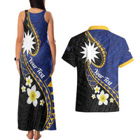 Personalised Nauru Couples Matching Tank Maxi Dress and Hawaiian Shirt Naoero Proud Plumeria LT01 - Polynesian Pride