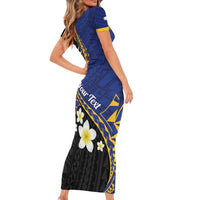 Personalised Nauru Family Matching Short Sleeve Bodycon Dress and Hawaiian Shirt Naoero Proud Plumeria LT01 - Polynesian Pride