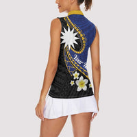 Personalised Nauru Women Sleeveless Polo Shirt Naoero Proud Plumeria LT01 - Polynesian Pride