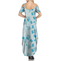 Hawaii Anthurium Tiare Pikake Lei Family Matching Summer Maxi Dress and Hawaiian Shirt UliUli Lauhala Art Pattern LT01 - Polynesian Pride