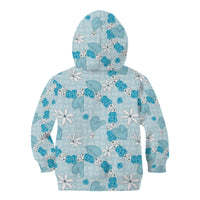 Hawaii Anthurium Tiare Pikake Lei Kid Hoodie UliUli Lauhala Art Pattern