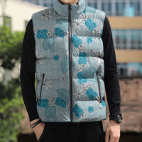 Hawaii Anthurium Tiare Pikake Lei Sleeveless Puffer Jacket UliUli Lauhala Art Pattern