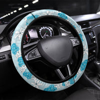 Hawaii Anthurium Tiare Pikake Lei Steering Wheel Cover UliUli Lauhala Art Pattern
