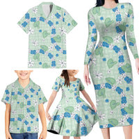 Hawaii Anthurium Tiare Pikake Lei Family Matching Long Sleeve Bodycon Dress and Hawaiian Shirt Omaomao Lauhala Art Pattern LT01 - Polynesian Pride