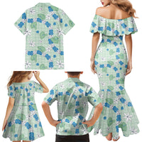 Hawaii Anthurium Tiare Pikake Lei Family Matching Mermaid Dress and Hawaiian Shirt Omaomao Lauhala Art Pattern LT01 - Polynesian Pride