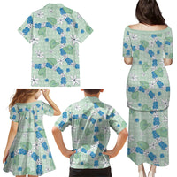 Hawaii Anthurium Tiare Pikake Lei Family Matching Puletasi and Hawaiian Shirt Omaomao Lauhala Art Pattern LT01 - Polynesian Pride