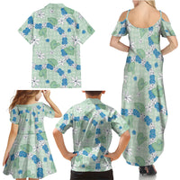 Hawaii Anthurium Tiare Pikake Lei Family Matching Summer Maxi Dress and Hawaiian Shirt Omaomao Lauhala Art Pattern LT01 - Polynesian Pride