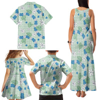 Hawaii Anthurium Tiare Pikake Lei Family Matching Tank Maxi Dress and Hawaiian Shirt Omaomao Lauhala Art Pattern LT01 - Polynesian Pride