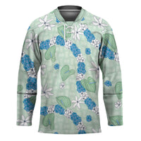Hawaii Anthurium Tiare Pikake Lei Hockey Jersey Omaomao Lauhala Art Pattern