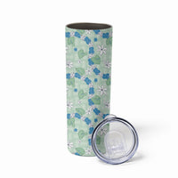 Hawaii Anthurium Tiare Pikake Lei Skinny Tumbler Omaomao Lauhala Art Pattern