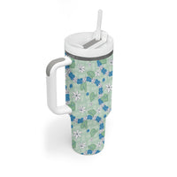 Hawaii Anthurium Tiare Pikake Lei Tumbler With Handle Omaomao Lauhala Art Pattern