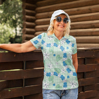 Hawaii Anthurium Tiare Pikake Lei Women Polo Shirt Omaomao Lauhala Art Pattern