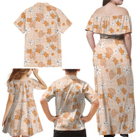 Hawaii Anthurium Tiare Pikake Lei Family Matching Off Shoulder Maxi Dress and Hawaiian Shirt Alani Lauhala Art Pattern LT01 - Polynesian Pride