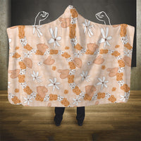 Hawaii Anthurium Tiare Pikake Lei Hooded Blanket Alani Lauhala Art Pattern