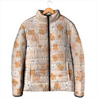 Hawaii Anthurium Tiare Pikake Lei Padded Jacket Alani Lauhala Art Pattern
