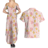 Hawaii Anthurium Tiare Pikake Lei Couples Matching Summer Maxi Dress and Hawaiian Shirt Akala Lauhala Art Pattern LT01 - Polynesian Pride