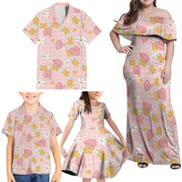 Hawaii Anthurium Tiare Pikake Lei Family Matching Off Shoulder Maxi Dress and Hawaiian Shirt Akala Lauhala Art Pattern LT01 - Polynesian Pride
