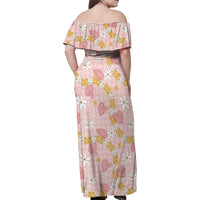 Hawaii Anthurium Tiare Pikake Lei Family Matching Off Shoulder Maxi Dress and Hawaiian Shirt Akala Lauhala Art Pattern LT01 - Polynesian Pride
