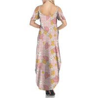 Hawaii Anthurium Tiare Pikake Lei Family Matching Summer Maxi Dress and Hawaiian Shirt Akala Lauhala Art Pattern LT01 - Polynesian Pride