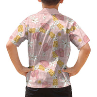 Hawaii Anthurium Tiare Pikake Lei Kid Hawaiian Shirt Akala Lauhala Art Pattern