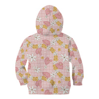 Hawaii Anthurium Tiare Pikake Lei Kid Hoodie Akala Lauhala Art Pattern