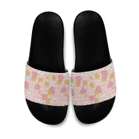 Hawaii Anthurium Tiare Pikake Lei Slide Sandals Akala Lauhala Art Pattern