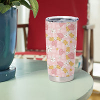 Hawaii Anthurium Tiare Pikake Lei Tumbler Cup Akala Lauhala Art Pattern