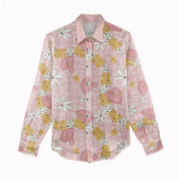 Hawaii Anthurium Tiare Pikake Lei Women Casual Shirt Akala Lauhala Art Pattern