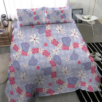 Hawaii Anthurium Tiare Pikake Lei Bedding Set Poni Lauhala Art Pattern