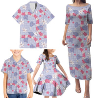 Hawaii Anthurium Tiare Pikake Lei Family Matching Puletasi and Hawaiian Shirt Poni Lauhala Art Pattern LT01 - Polynesian Pride