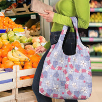 Hawaii Anthurium Tiare Pikake Lei Grocery Bag Poni Lauhala Art Pattern