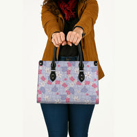 Hawaii Anthurium Tiare Pikake Lei Leather Bag Poni Lauhala Art Pattern