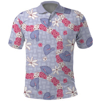 Hawaii Anthurium Tiare Pikake Lei Polo Shirt Poni Lauhala Art Pattern