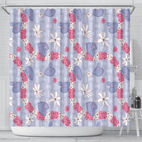 Hawaii Anthurium Tiare Pikake Lei Shower Curtain Poni Lauhala Art Pattern