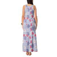 Hawaii Anthurium Tiare Pikake Lei Tank Maxi Dress Poni Lauhala Art Pattern