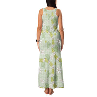 Hawaii Anthurium Tiare Pikake Lei Family Matching Tank Maxi Dress and Hawaiian Shirt Sage Green Lauhala Art Pattern LT01 - Polynesian Pride