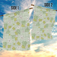 Hawaii Anthurium Tiare Pikake Lei Garden Flag Sage Green Lauhala Art Pattern