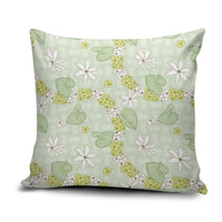 Hawaii Anthurium Tiare Pikake Lei Pillow Cover Sage Green Lauhala Art Pattern