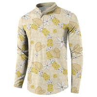 Hawaii Anthurium Tiare Pikake Lei Button Sweatshirt Melemele Lauhala Art Pattern LT01 - Polynesian Pride