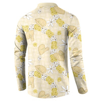 Hawaii Anthurium Tiare Pikake Lei Button Sweatshirt Melemele Lauhala Art Pattern LT01 - Polynesian Pride