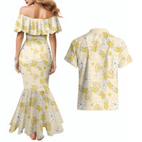 Hawaii Anthurium Tiare Pikake Lei Couples Matching Mermaid Dress and Hawaiian Shirt Melemele Lauhala Art Pattern LT01 - Polynesian Pride