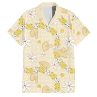 Hawaii Anthurium Tiare Pikake Lei Family Matching Off Shoulder Short Dress and Hawaiian Shirt Melemele Lauhala Art Pattern LT01 Dad's Shirt - Short Sleeve Yellow - Polynesian Pride