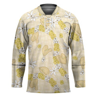 Hawaii Anthurium Tiare Pikake Lei Hockey Jersey Melemele Lauhala Art Pattern
