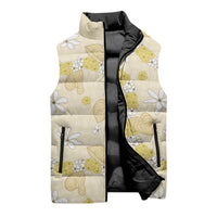 Hawaii Anthurium Tiare Pikake Lei Sleeveless Puffer Jacket Melemele Lauhala Art Pattern