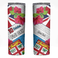 Personalised Fiji Day Skinny Tumbler Fijian Hibiscus Special Version LT01 White - Polynesian Pride