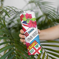 Personalised Fiji Day Skinny Tumbler Fijian Hibiscus Special Version LT01 - Polynesian Pride