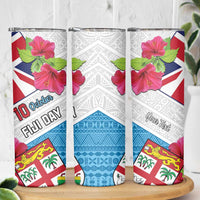 Personalised Fiji Day Skinny Tumbler Fijian Hibiscus Special Version LT01 - Polynesian Pride