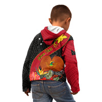 Personalised Papua New Guinea Kid Hoodie Bird Of Paradise With Tropical Flower LT01 - Polynesian Pride