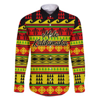 Custom Hawaii Christmas Family Matching Off Shoulder Long Sleeve Dress and Hawaiian Shirt Hawaiian Quilt Pattern Reggae Version LT01 Dad's Shirt - Long Sleeve Art - Polynesian Pride